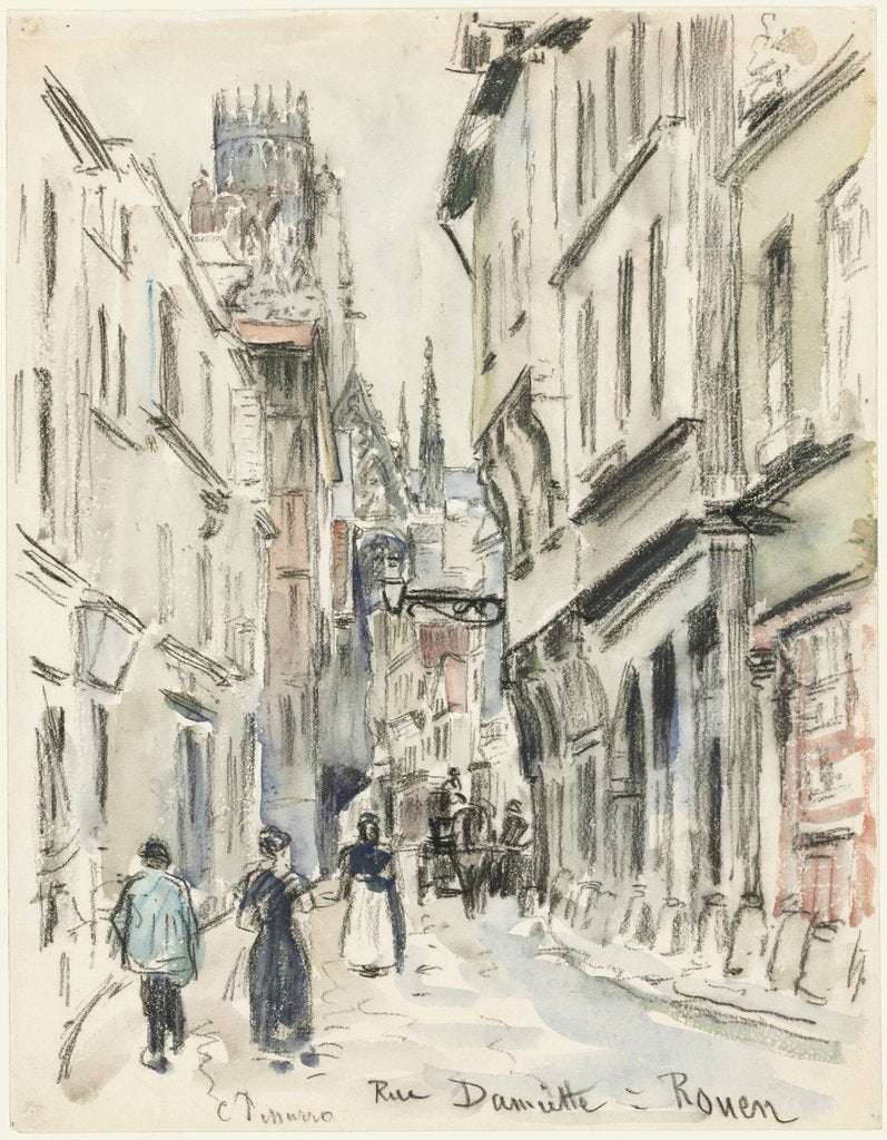 Detail of Rue Damiette, Rouen, c. 1884 by Camille Pissarro