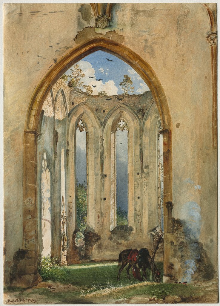Detail of Ruin of a Church, 1849 by Rudolf von Alt