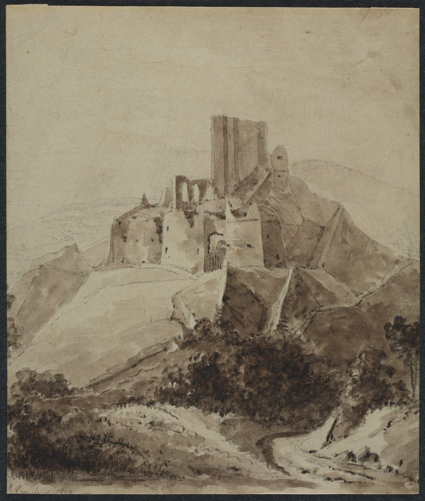 Detail of Ruins of Chateau dArque, 1819 by Isidore Justin Taylor