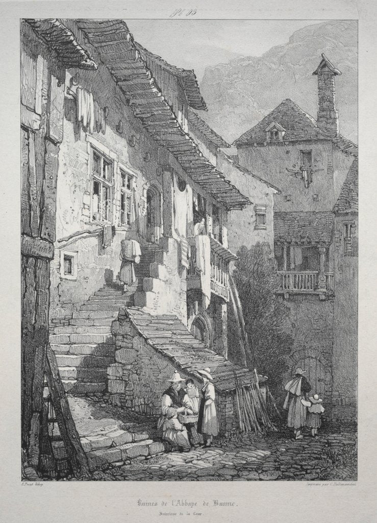 Detail of Ruins of the Abbey of Baume. Interior of the Court by Samuel Prout