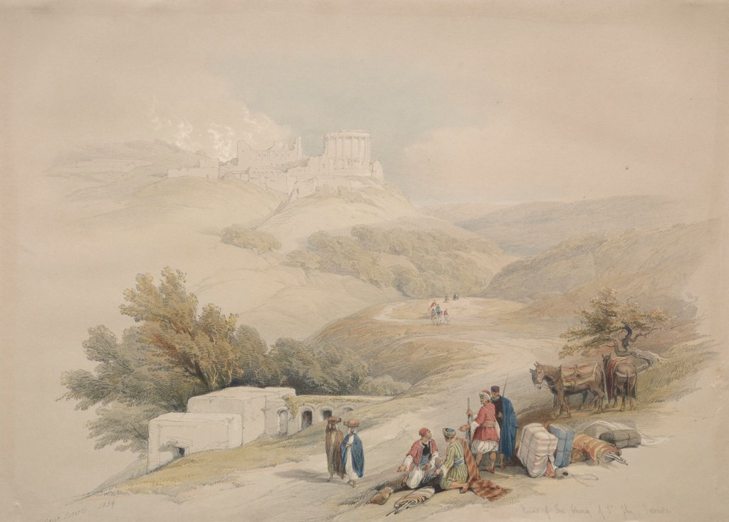 Detail of Ruins of the Church of St. John Sabaste, 1839 by David Roberts