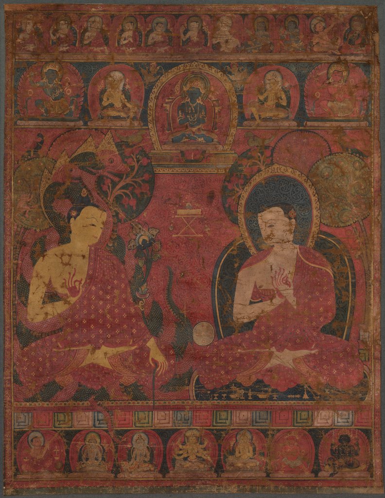 Detail of Sakyamuni with a Disciple Thangka, 14th century by Unknown