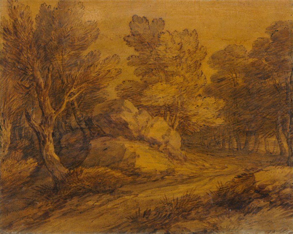 Detail of Scene with a Road Winding through a Wood, c. 1770 by Thomas Gainsborough
