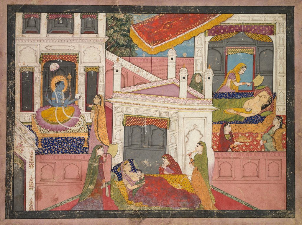 Detail of Scenes from the Birth of Krishna, c. 1840 by Unknown