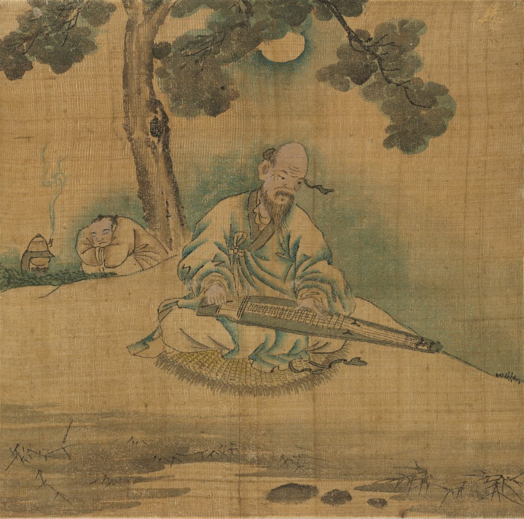 Detail of Scholar Playing a Qin, 1800s by Unknown