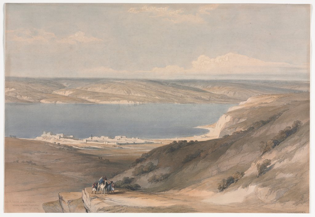 Detail of Sea of Galilee at Genezareth looking Towards Bashan, 1839 by David Roberts