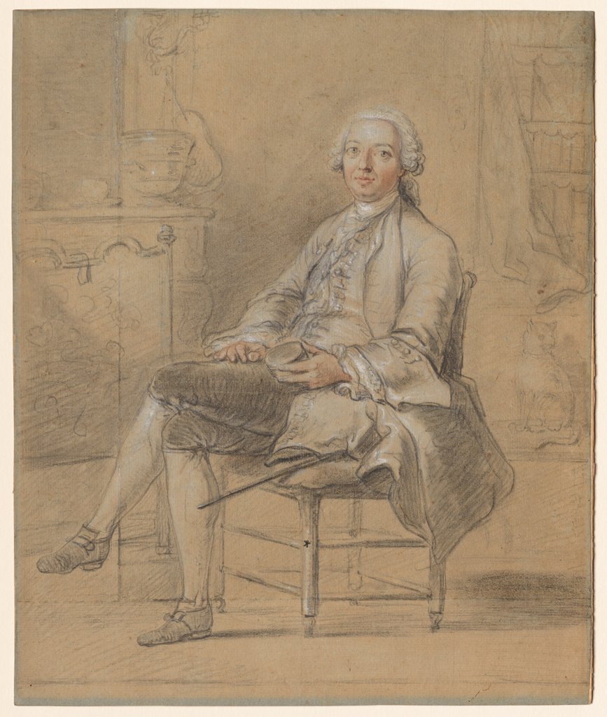 Detail of Seated Man Holding a Snuff Box, c. 1750-1760 by Louis Aubert (attributed to)
