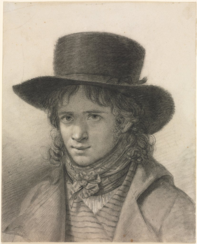 Detail of Self-Portrait in a Hat, c. 1790 by Anne-Louis Girodet de Roucy-Trioson