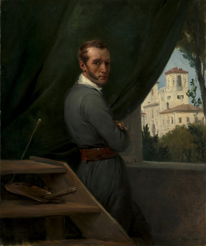 Detail of Self-Portrait in Rome, 1832 by Horace Vernet