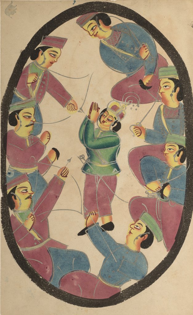 Detail of Seven Heroes or Warriors Killing Abhimanya, Son of Arjuna, 1800s by Unknown