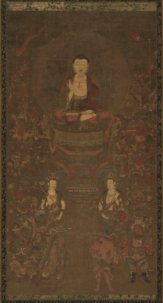 Detail of Shakyamuni Triad with the Sixteen Protectors of the Great Wisdom Sutra, 1300s by Unknown