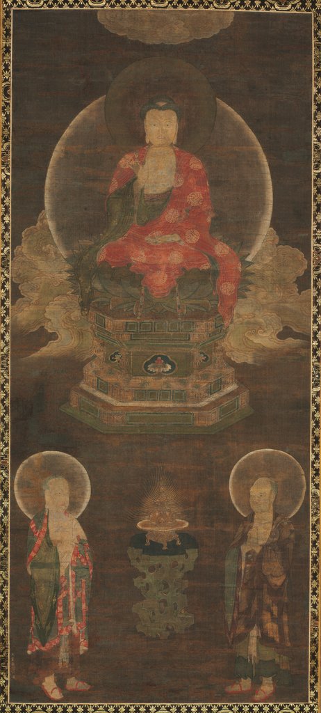 Detail of Shakyamuni Triad: Buddha Attended by Manjushri and Samantabhadra, late 1300s by Unknown