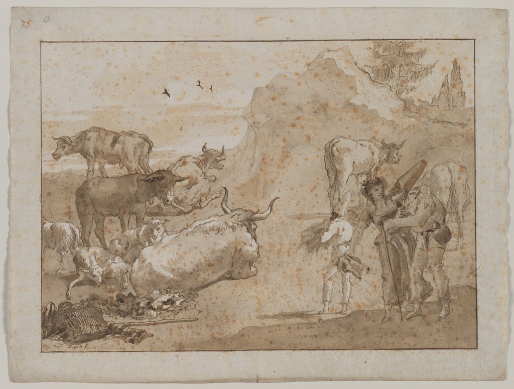 Detail of Sheep and Cows, 1790s by Giovanni Domenico Tiepolo