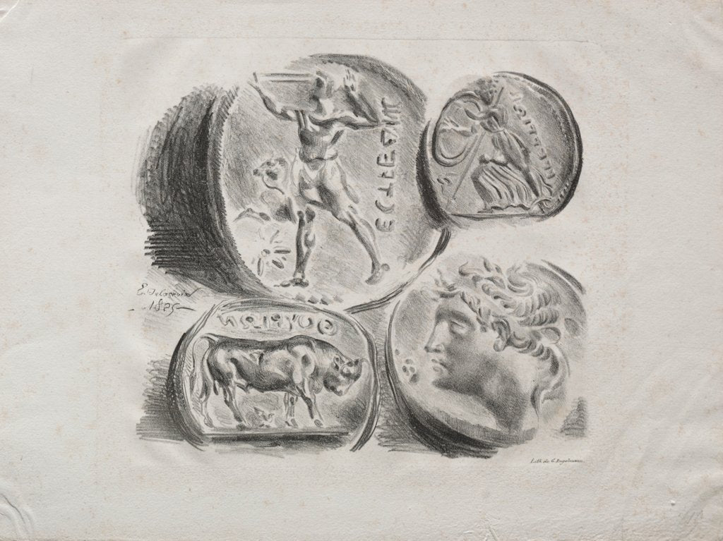 Detail of Sheet of Four Antique Medals, 1825 by Eugène Delacroix