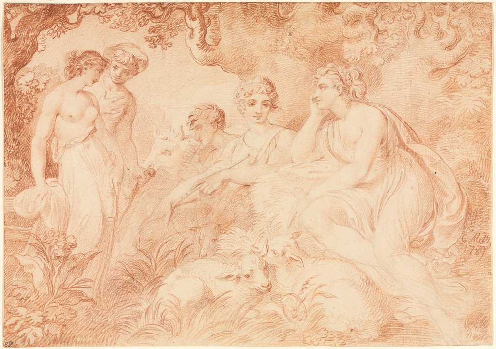 Detail of Shepherds and Shepherdesses, 1789 by Conrad Martin Metz