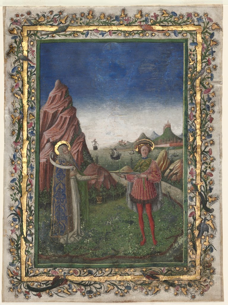 Detail of Single Leaf from a Missal: Two Male Saints, late 1400s by Unknown