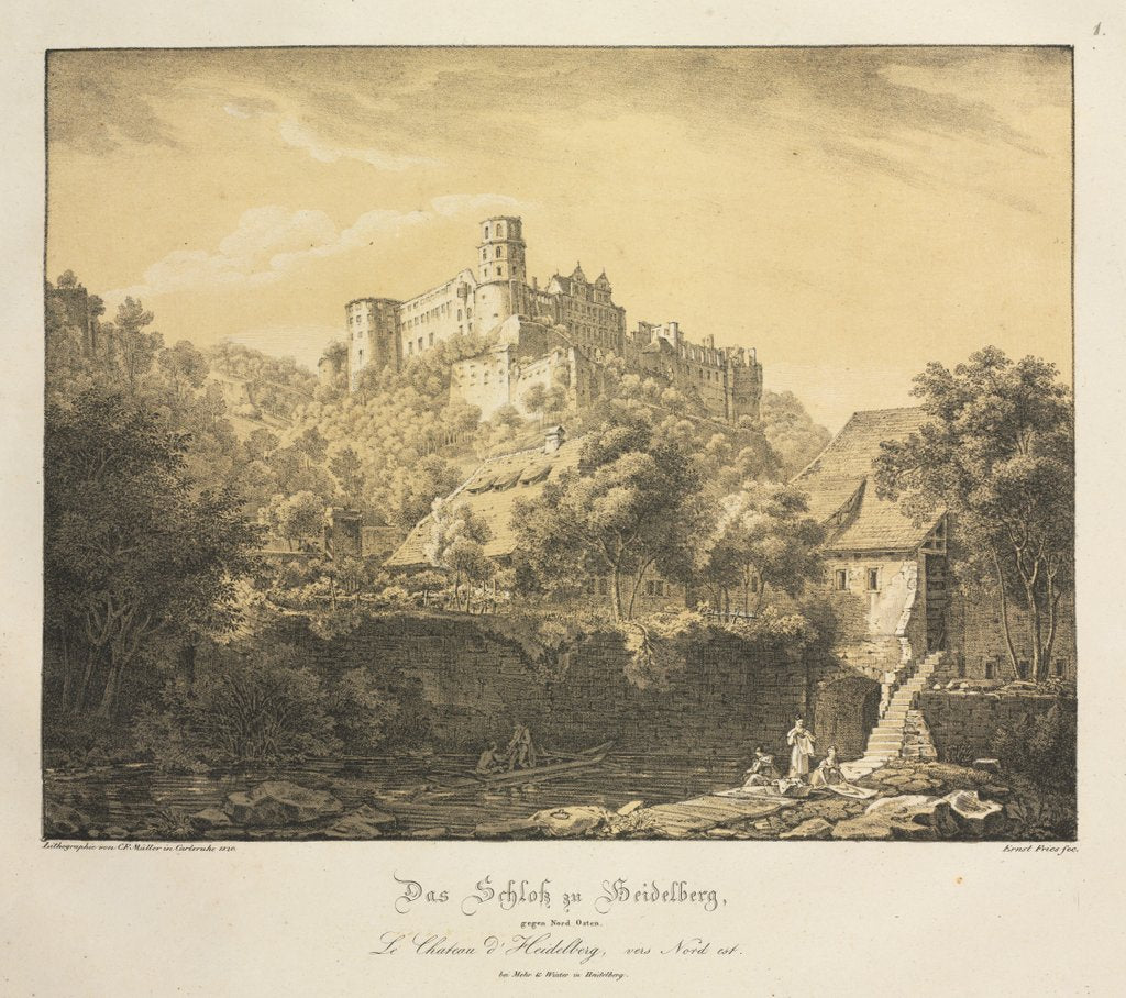 Detail of Six Views of Heidelberg Castle: Eastward, 1820 by Ernst Fries