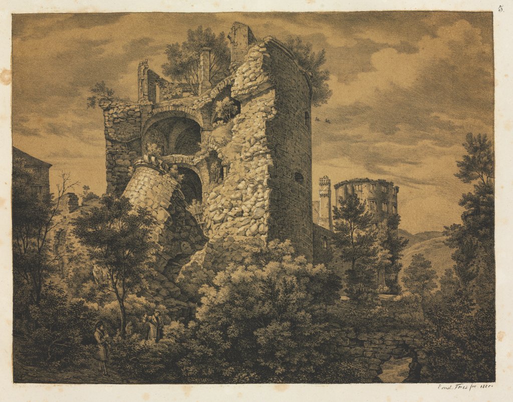 Detail of Six Views of Heidelberg Castle: Tower, 1820 by Ernst Fries