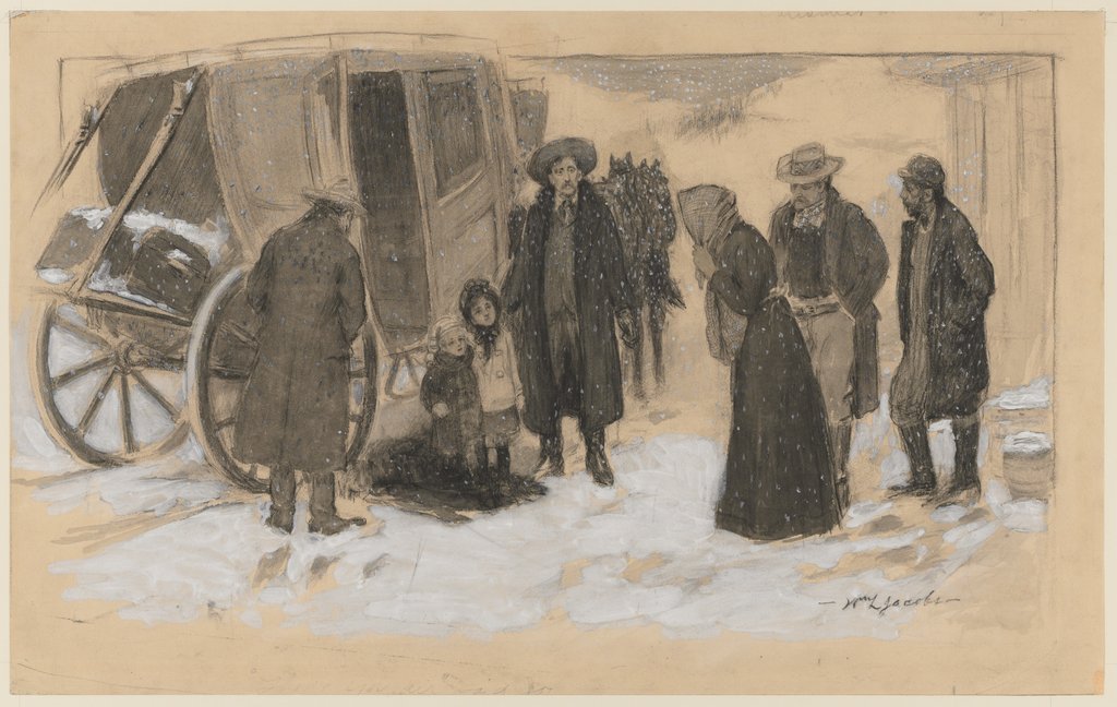 Detail of Sketch for 'Christmas on the River' by William Leroy Jacobs