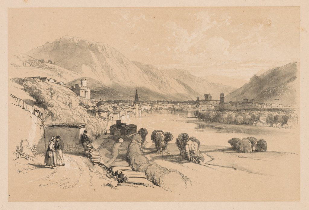 Detail of Sketches at Home and Abroad: General View of Trento, 1834 by James Duffield Harding