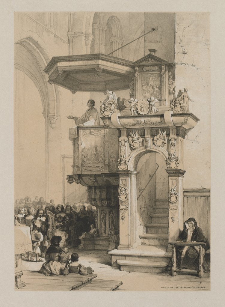 Detail of Sketches in Belgium and Germany, Volume I: Pulpit in the Cathedral of Treves, 1840 by Louis Haghe