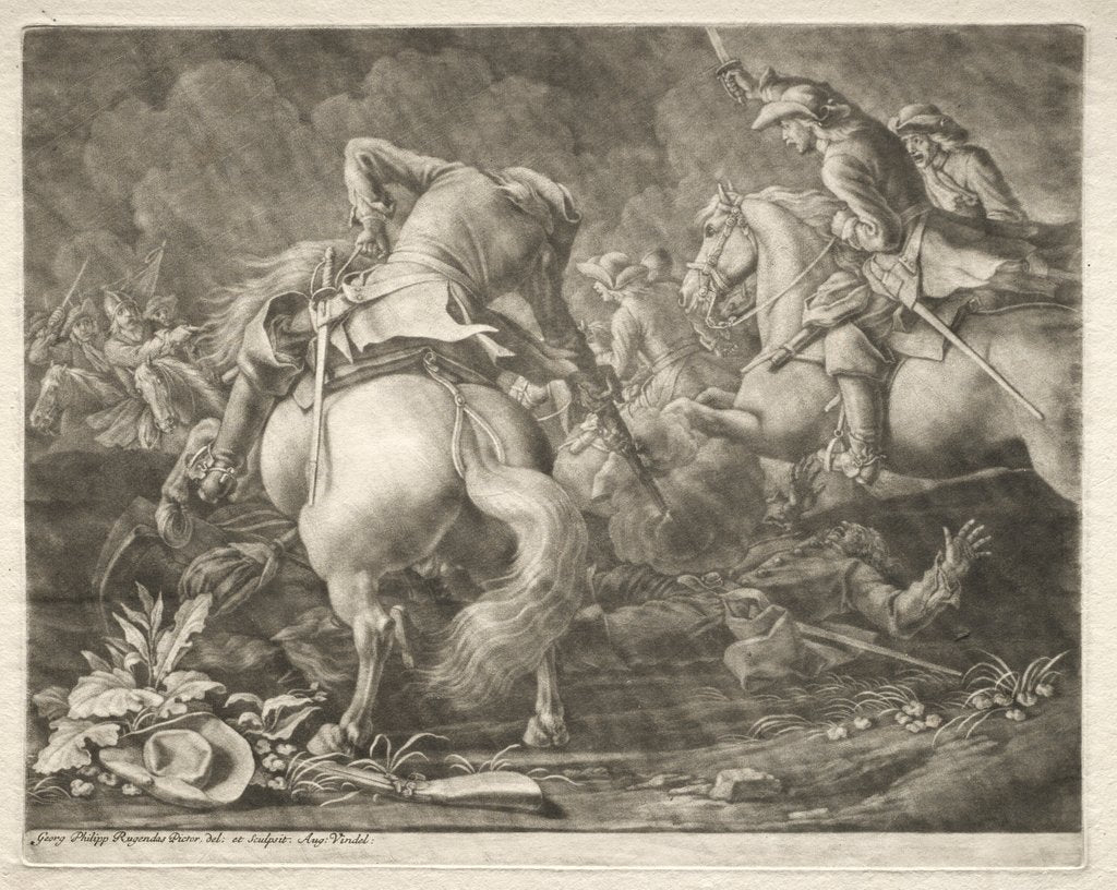 Detail of Skirmish between Prussian and Hungarian Hussars by Georg Philipp I Rugendas