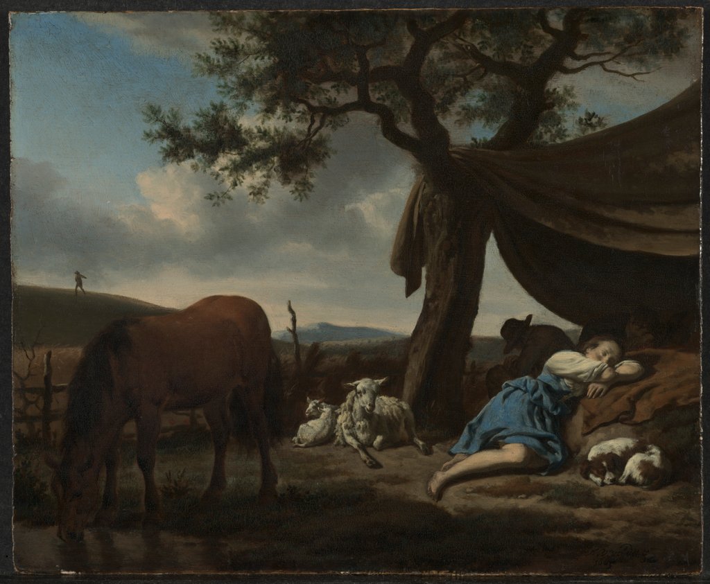 Detail of Sleeping Shepherds, 1663 by Adriaen van de Velde