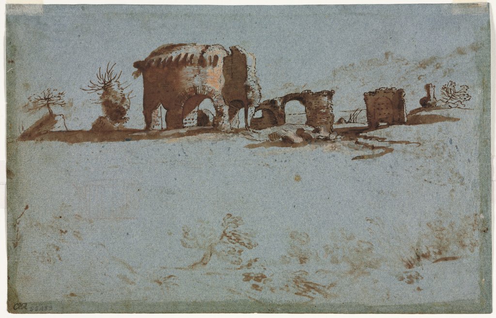 Detail of Small Group of Roman Ruins, c. 1650 by Unknown