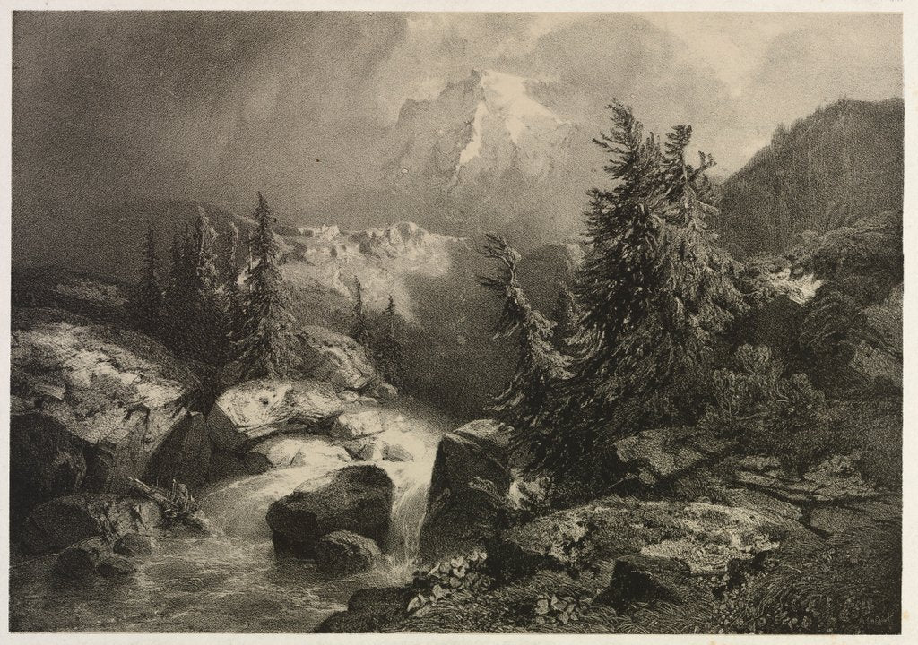 Detail of Storm in the Alps by Alexandre Calame