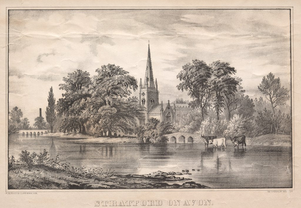 Detail of Stratford on Avon by James Merritt Ives; Nathaniel Currier