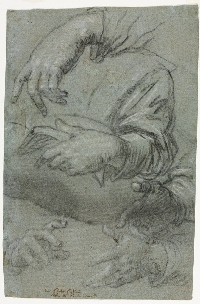 Detail of Studies of Hands; Sketch of a Child's Head, c. 1586 by Carletto Caliari