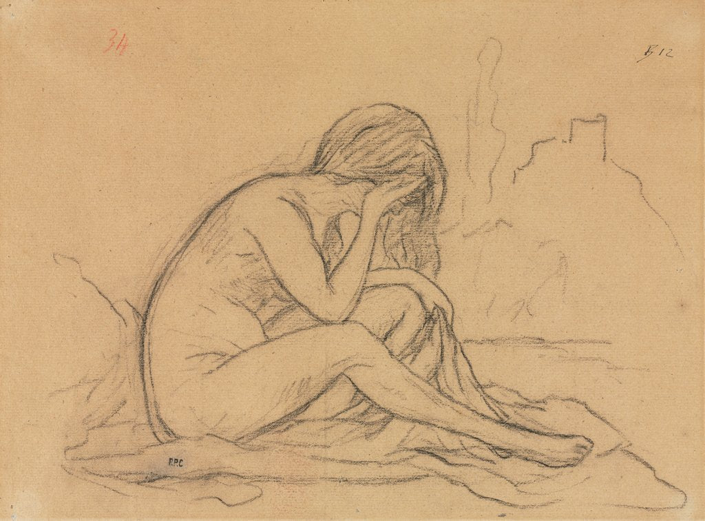 Detail of Study of a Female Nude, 1800s by Pierre Puvis de Chavannes