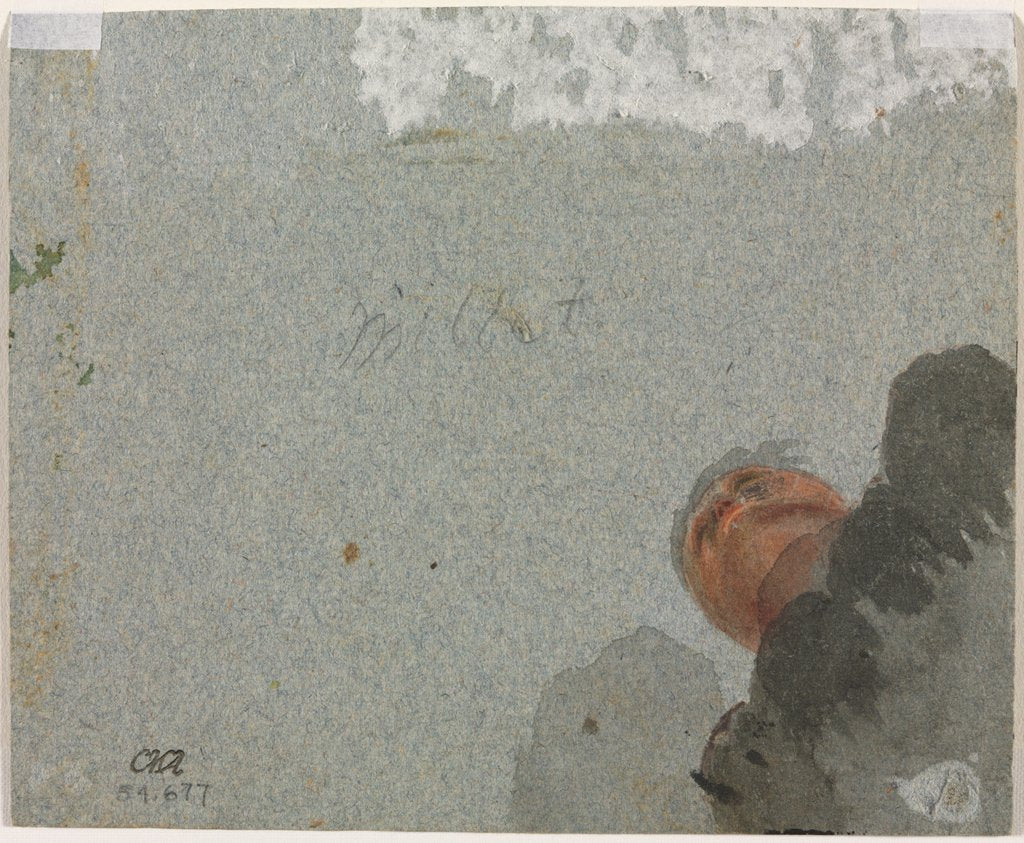 Detail of Study of a Head seen from Below, third quarter 1600s by Francisque Millet (attributed to)