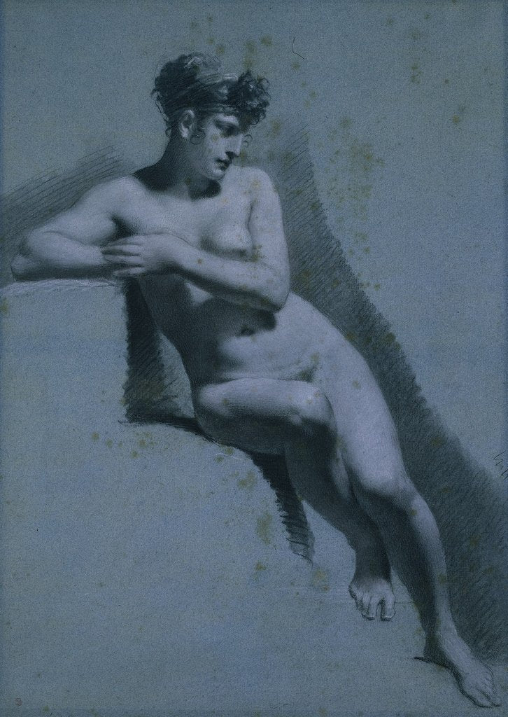 Detail of Study of a Nude Woman, Seated Looking to the Right, c. 1810 by Pierre-Paul Prud'hon