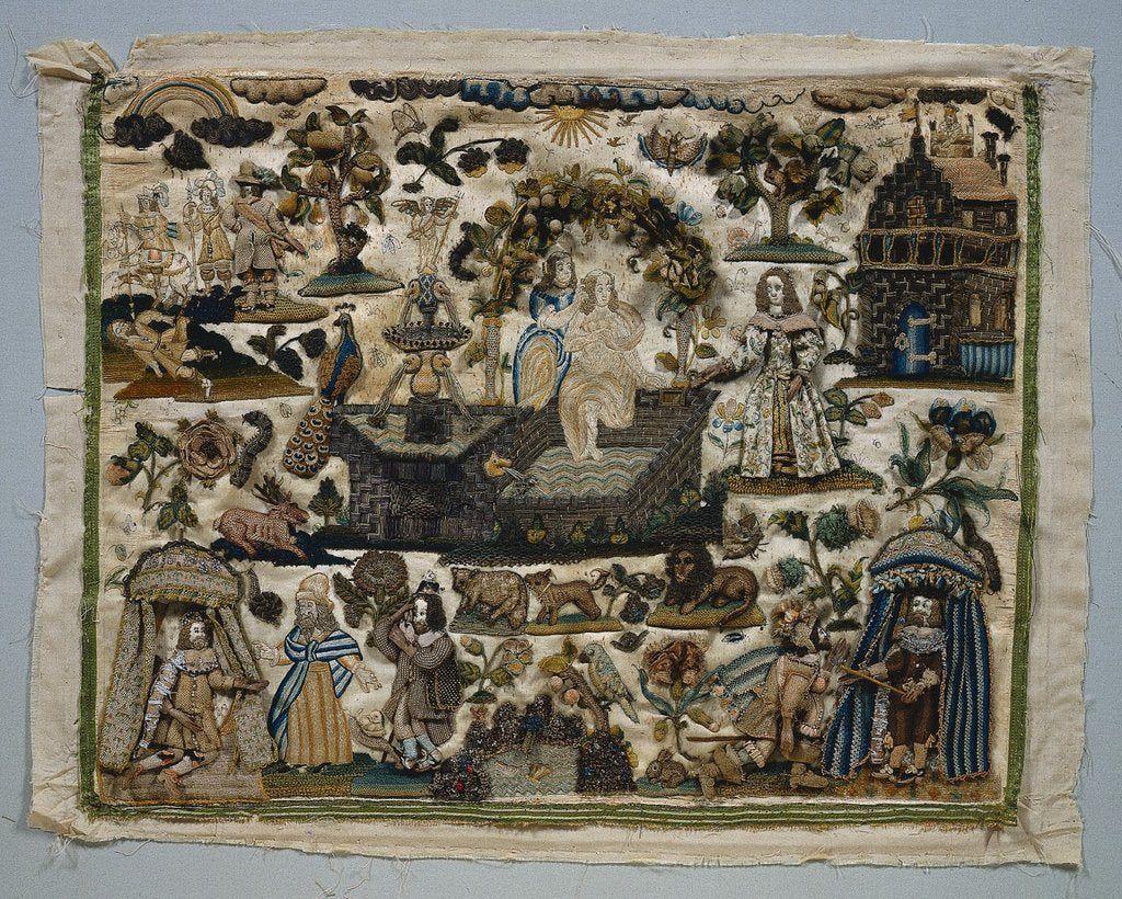 Detail of Stumpwork Panel: Story of David and Bathsheba, 1658 by Unknown