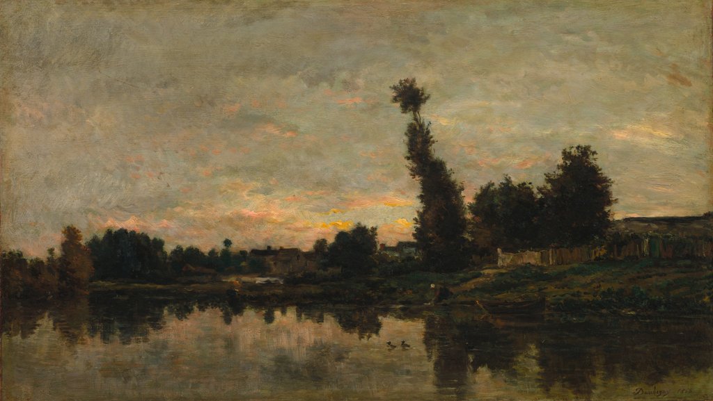 Detail of Sunset on the River Oise, 1866 by Charles François Daubigny