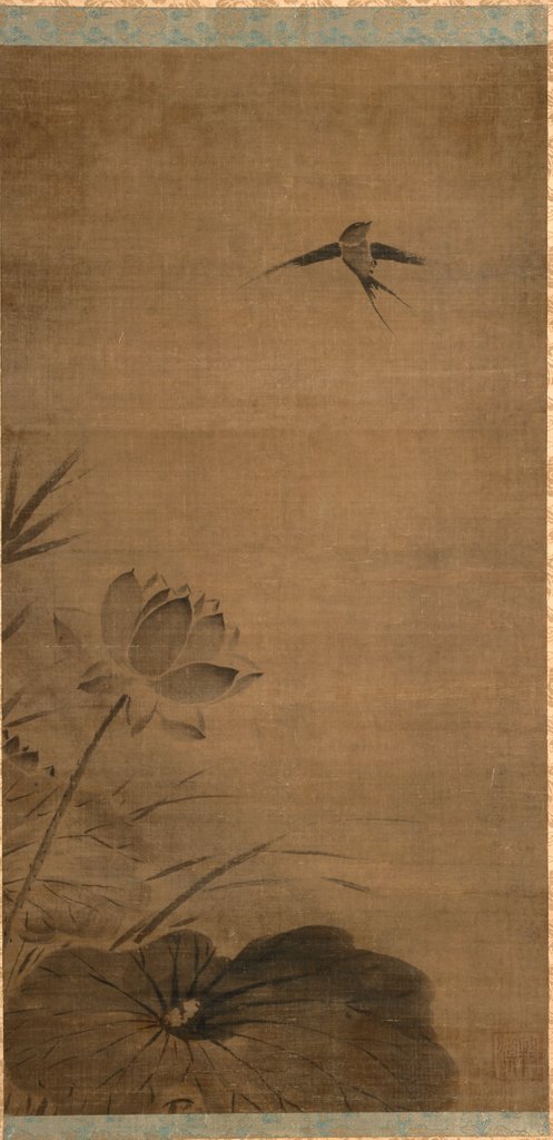 Detail of Swallow and Lotus, mid-1200s by Fachang Muqi (attributed to)