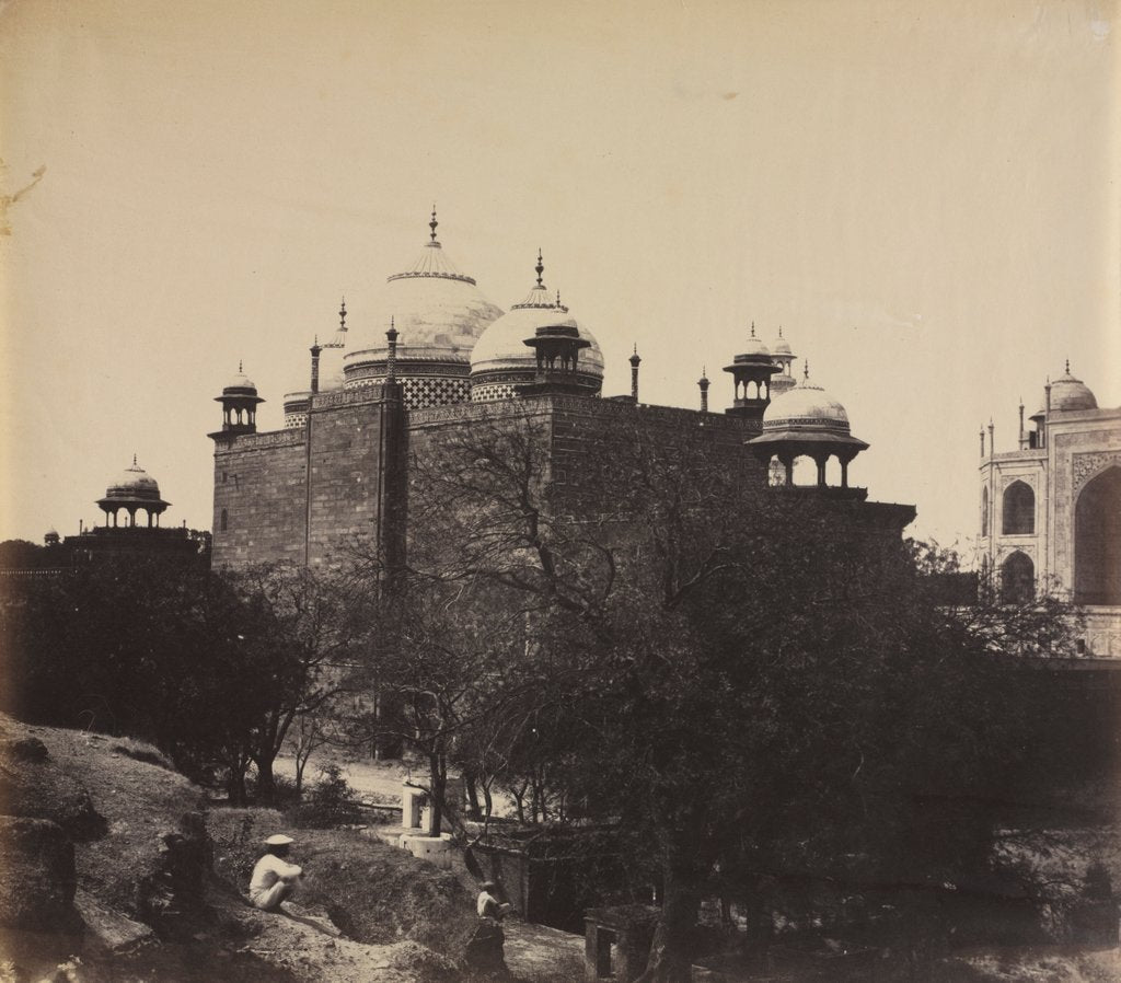 Detail of Taj Mahal, Back View of the Rest-House, with Figure, c. 1858-1862 by John Murray
