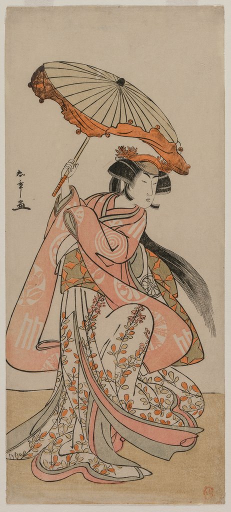 Detail of The Actor Segawa Kikunojo II Dancing with a Parasol, late 1770s by Katsukawa Shunsho