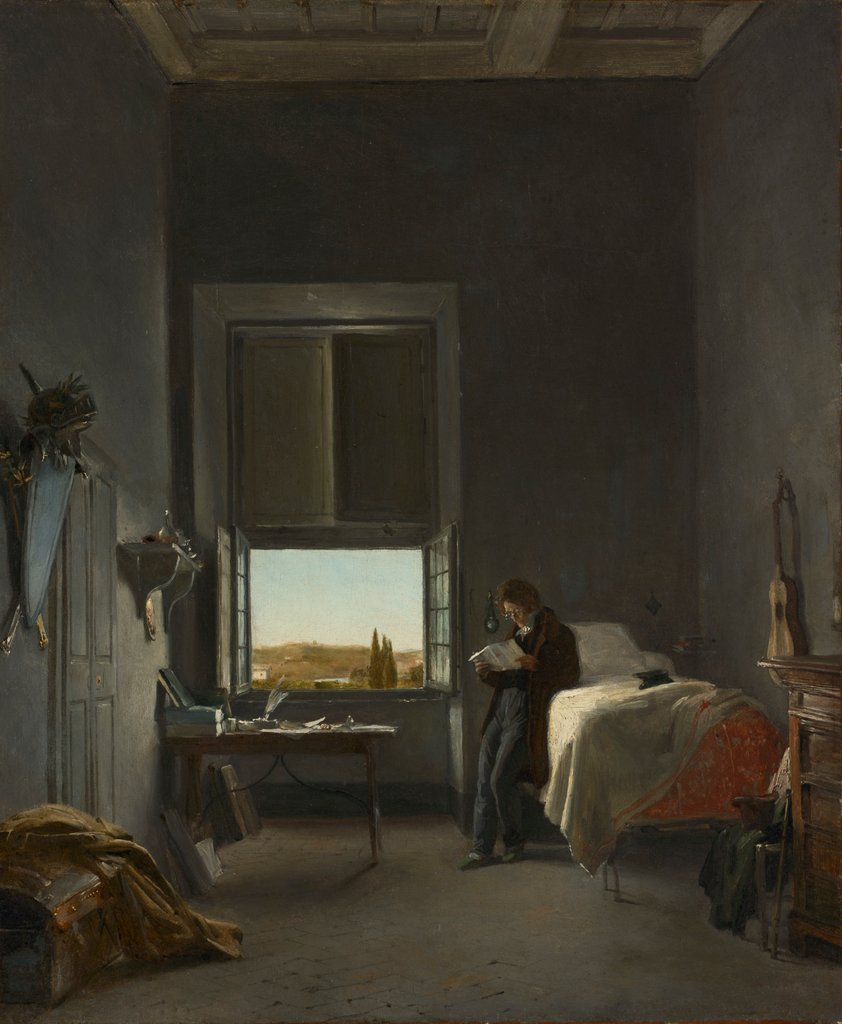 Detail of The Artist in His Room at the Villa Medici, Rome, 1817 by Léon Cogniet