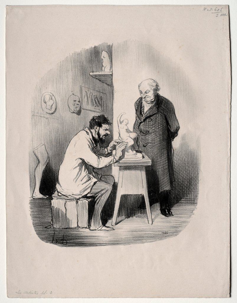 Detail of The Artists, plate 2: You must model me in this manner one day, 1848 by Honoré Daumier