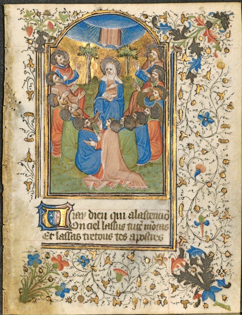 Detail of The Ascension: Leaf from a Book of Hours, c. 1420-30 by Henri d'Orquevaulx; Workshop