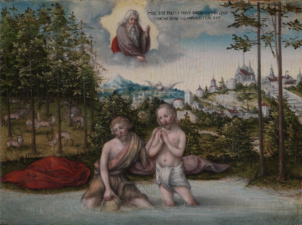 Detail of The Baptism of Christ, 1530s by Lucas Cranach
