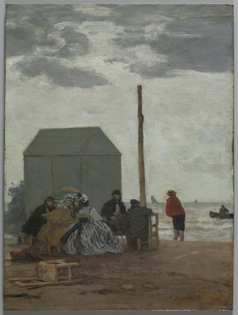 Detail of The Beach at Deauville, 1864 by Eugène Boudin