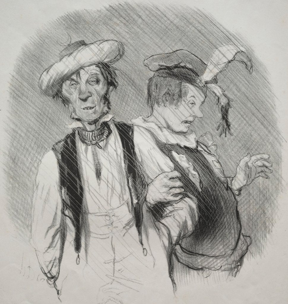 Detail of The beautiful days of life, plate 18: Mardi gras, 1844 by Honoré Daumier; Aubert