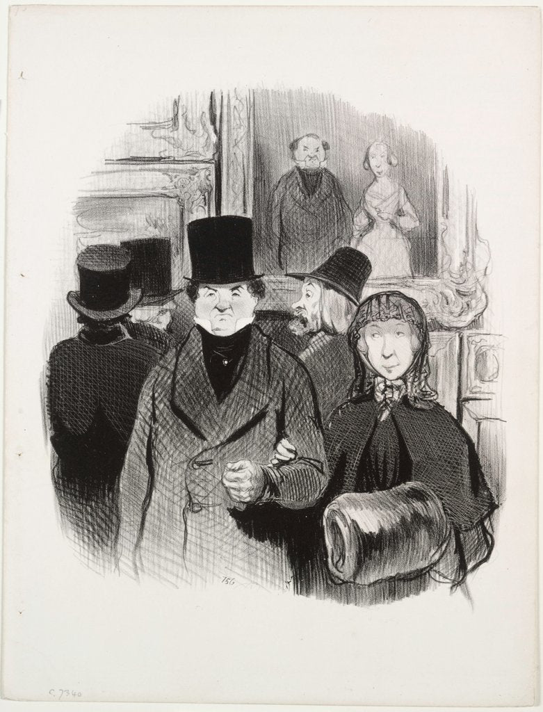 Detail of The Beautiful Days of Life, plate 59: When one's portrait is at the Salon, 1845 by Honoré Daumier