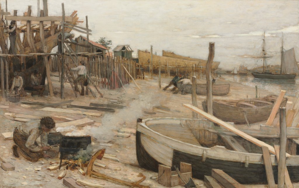 Detail of The Boatyard, c. 1875 by Jean-Charles Cazin