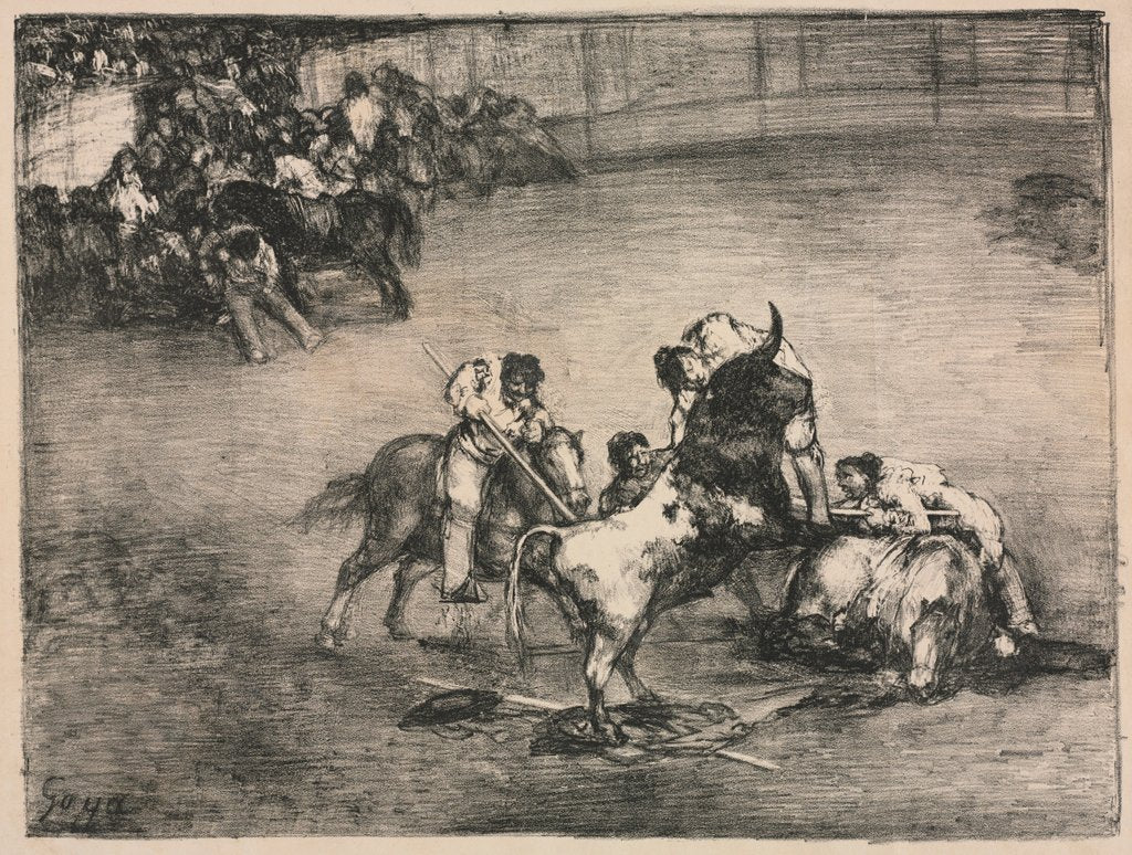 Detail of The Bulls of Bordeaux: Picador Caught by a Bull, 1825 by Francisco de Goya