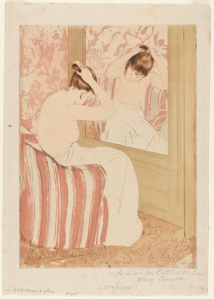 Detail of The Coiffure, 1890-1891 by Mary Cassatt