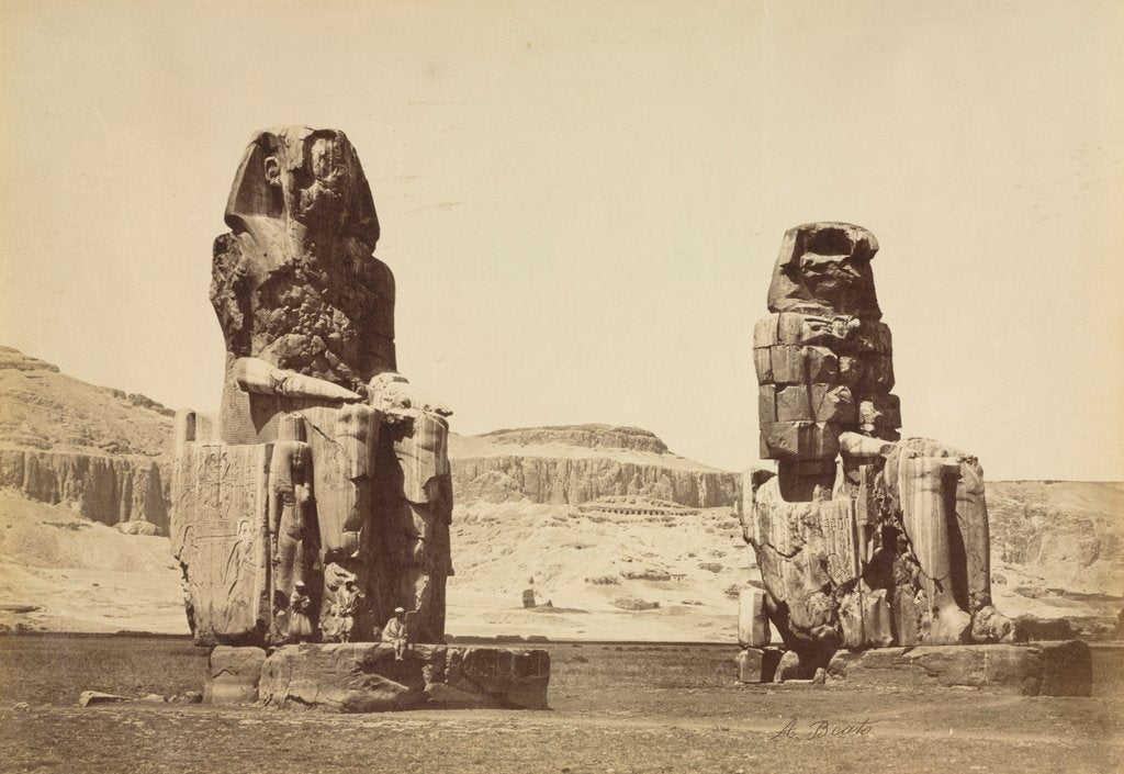 Detail of The Colossi of Memnon, Thebes, c. 1860s by Antonio Beato